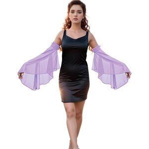 Women's Gothic Purple Chiffon Lace Detachable Covers Sleeves Gloves Party Prom